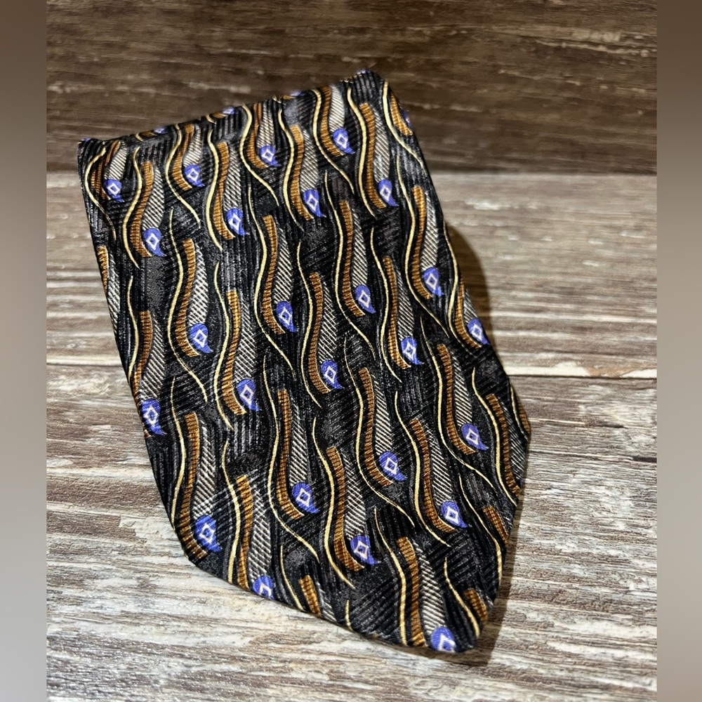 Robert‎ Talbott Studio Men’s Necktie Elegant Black Blue Gold Tie Vintage Formal